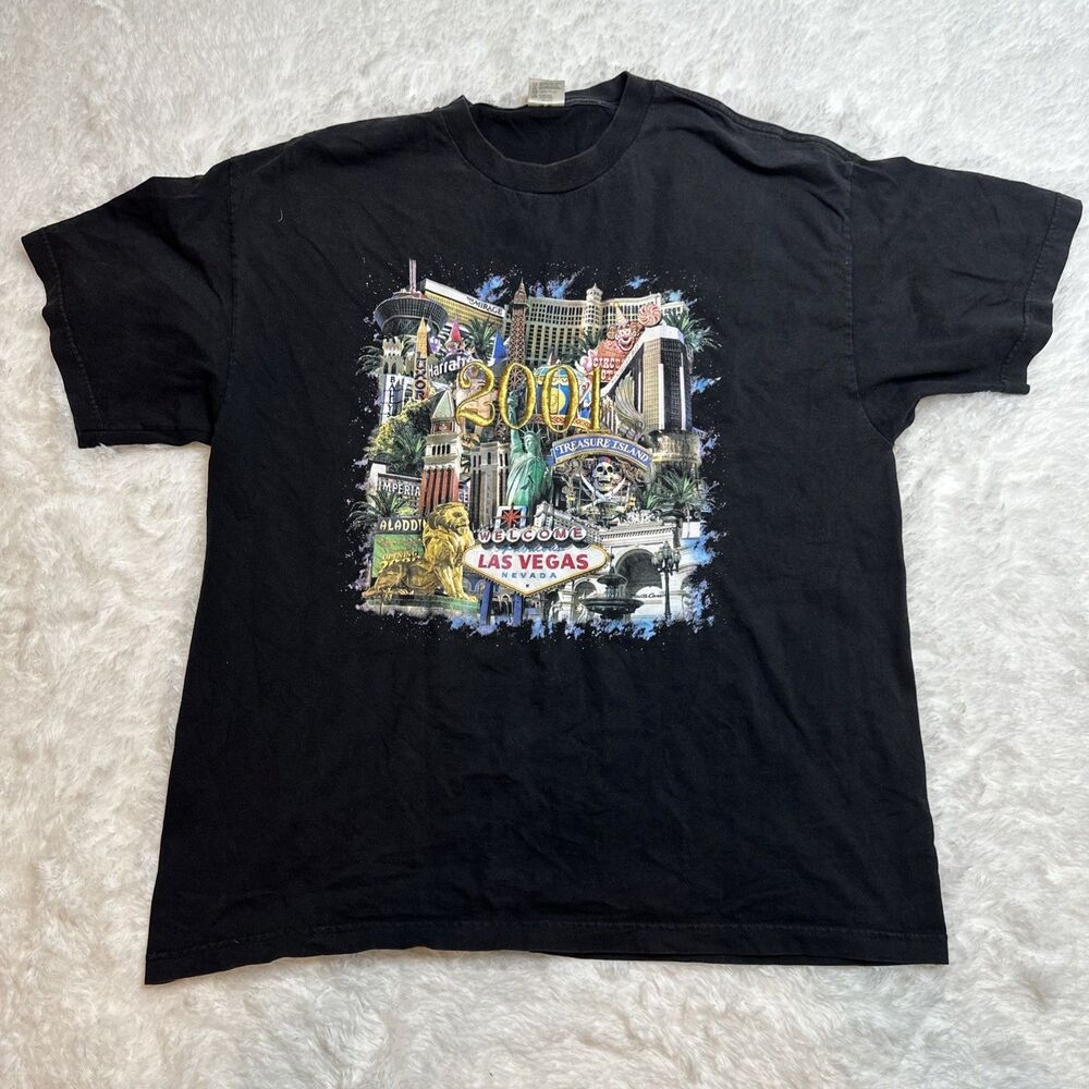 Y2K Welcome to Las Vegas 2001 Strip Graphic T-shirt Y2K Made In USA